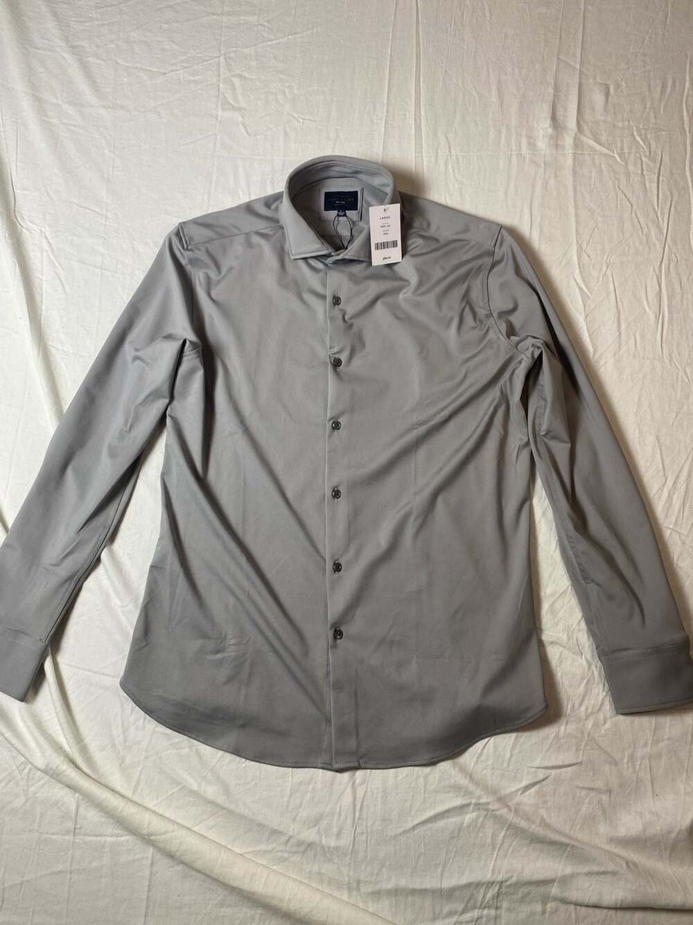 Marc Asher New York Grey Long Sleeve Dress Shirt, Large (1314)